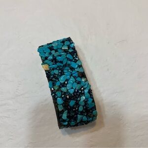 Leather Cuff Turquoise Blue Bracelet